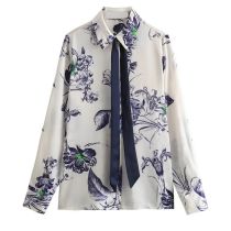 Fashion Color Polyester Printed Lapel Button-down Shirt
