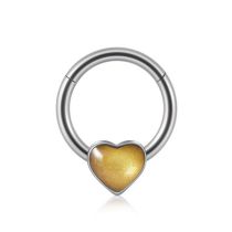 Fashion Heart-shaped Starry Sky Golden Stone (minimum Order Of 2) Stainless Steel Piercing Nose Ring (minimum Order Of 2 Pieces)