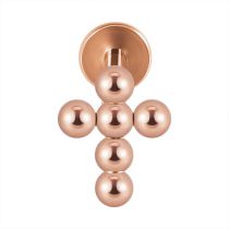 Fashion Rose Gold Six Ball Cross (minimum Order Of 4) Stainless Steel Geometric Ball Cross Lip Nails (minimum Batch Of 4)
