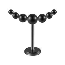 Fashion Seven Black Balls (minimum Order Of 2) Stainless Steel Ball Arc-shaped Piercing Lip Nail (minimum Batch Of 2)