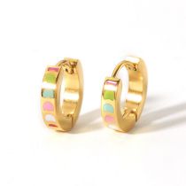 Fashion Gold Stainless Steel Dripping Love Round Earrings