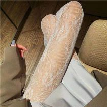 Fashion Rose-white Nylon Jacquard Fishnet Stockings