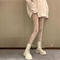 Fashion Flower Vine-white Corespun Jacquard Stockings