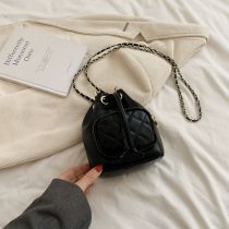 Fashion Black Pu Rhombus Top Large-capacity Crossbody Bag