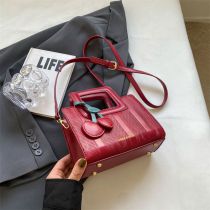 Fashion Red Pu Large Capacity Crossbody Bag