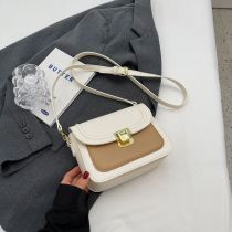 Fashion Off White Pu Lock Flap Crossbody Bag