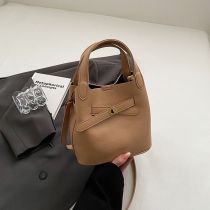 Fashion Khaki Pu Large Capacity Crossbody Bag