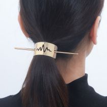 Fashion Short Side Gold Metal Glossy Lightning Hollow Hairpin