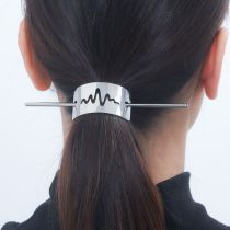 Fashion Short Edge Silver Metal Glossy Lightning Hollow Hairpin