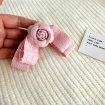 Fashion Pink Fabric Camellia Bow Hair Clip