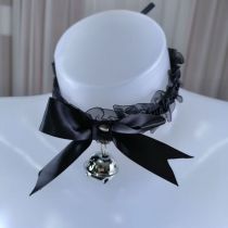 Fashion Black Lace Tie Bell Choker