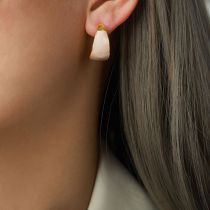 Fashion Milk Coffee Color Glaze Earrings 2 Copper Geometric Stud Earrings