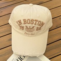 Fashion Beige Cotton Letter-embroidered Baseball Cap