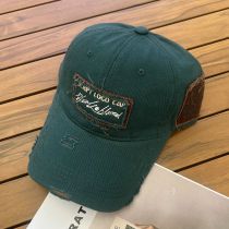 Fashion Dark Green Patch Embroidered Soft Top Baseball Cap
