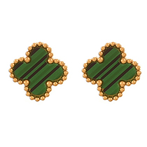 Fashion Green Titanium Steel Shell Four-leaf Clover Earrings