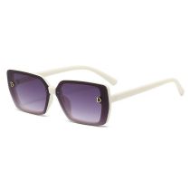Fashion C10 Sand White Frame Gradually Gray Film Pc Large Frame Sunglasses