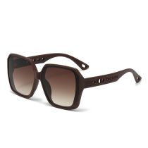 Fashion Sand Deep Coffee Frame Gradually Tea Slices Pc Square Large Frame Sunglasses