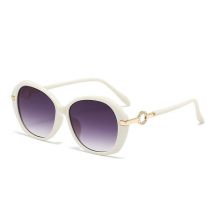 Fashion Sand White Frame Gradually Gray Piece Pc Large Frame Sunglasses