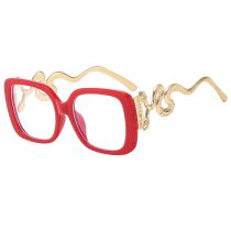 Fashion Red Frame Pc Square Large Frame Snake-shaped Temple Flat Mirror