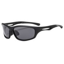 Fashion Glossy Black Framed Gray Film Pc Geometric Hollow Sunglasses