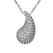 Fashion Silver Titanium Steel Inlaid Zirconium Drop Necklace