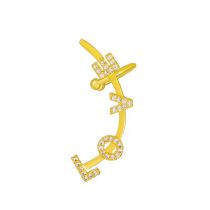 Fashion Light Kc Gold Letters Dz-446 Copper Inlaid Zirconium Butterfly Star Letter Ear Cuff Single Piece