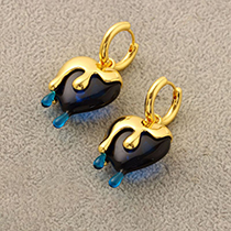 Fashion Blue Metal Melting Heart Hoop Earrings