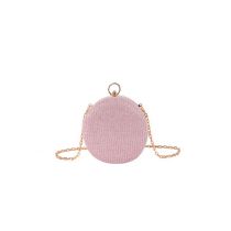 Fashion Pink Pu Rhinestone Round Crossbody Bag