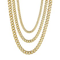 Fashion Gold Stainless Steel Geometric Chain Multi-layer Mens Necklace
