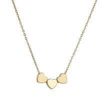 Fashion Three Hearts Necklace Titanium Steel Gold-plated Love Necklace