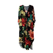 Fashion 20# Polyester Printed V-neck Long Skirt Beach Skirt