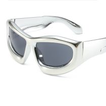 Fashion Silver Frame Gray Piece Pc Special-shaped Large Frame Sunglasses