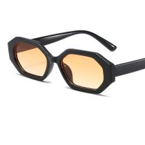 Fashion Bright Black Framed Orange Slices Pc Polygon Small Frame Sunglasses