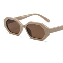 Fashion Khaki Frame Tea Tablets Pc Polygon Small Frame Sunglasses