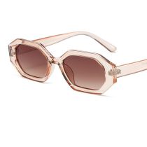 Fashion Champagne Frame With Tea Slices Pc Polygon Small Frame Sunglasses