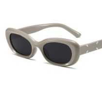 Fashion Gray Frame Gray Piece Ac Oval Small Frame Sunglasses