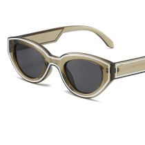 Fashion Translucent Green Frame Gray Film Pc Color Block Cat Eye Sunglasses