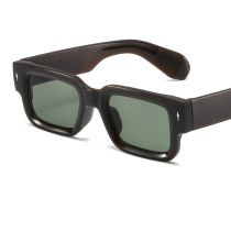 Fashion Dark Coffee Frame Green Film Pc Square Small Frame Sunglasses