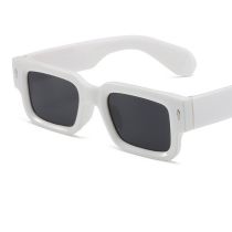 Fashion Solid White Frame Gray Film Pc Square Small Frame Sunglasses