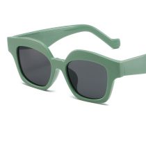 Fashion Solid Green Frame Gray Piece Pc Irregular Large Frame Sunglasses