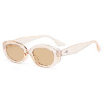 Fashion Champagne Oval Small Frame Sunglasses