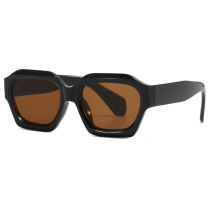 Fashion Bright Black Tea Slices Polygonal Sunglasses