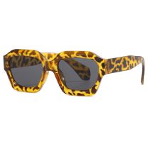 Fashion Leopard Gray Chip Polygonal Sunglasses