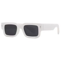 Fashion Solid White Gray Flakes Square Small Frame Sunglasses With Rice Nails