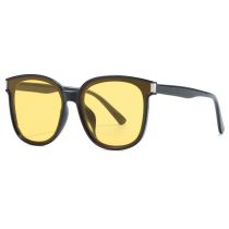 Fashion Bright Black And Yellow Film Large Square Frame Sunglasses