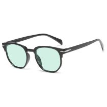 Fashion Bright Black And Green Film Pc Irregular Sunglasses