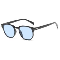 Fashion Bright Black And Blue Film Pc Irregular Sunglasses