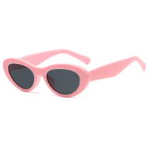 Fashion Pink Frame Gray Film Pc Oval Sunglasses