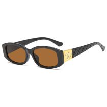 Fashion Bright Black Tea Slices Small Oval Sunglasses