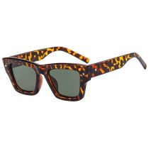 Fashion Leopard Dark Green Pc Square Sunglasses
